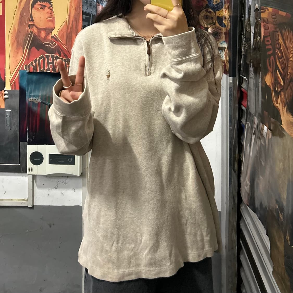 폴로 랄프로렌 아이보리 반집업 스위터 XL  상품이미지3