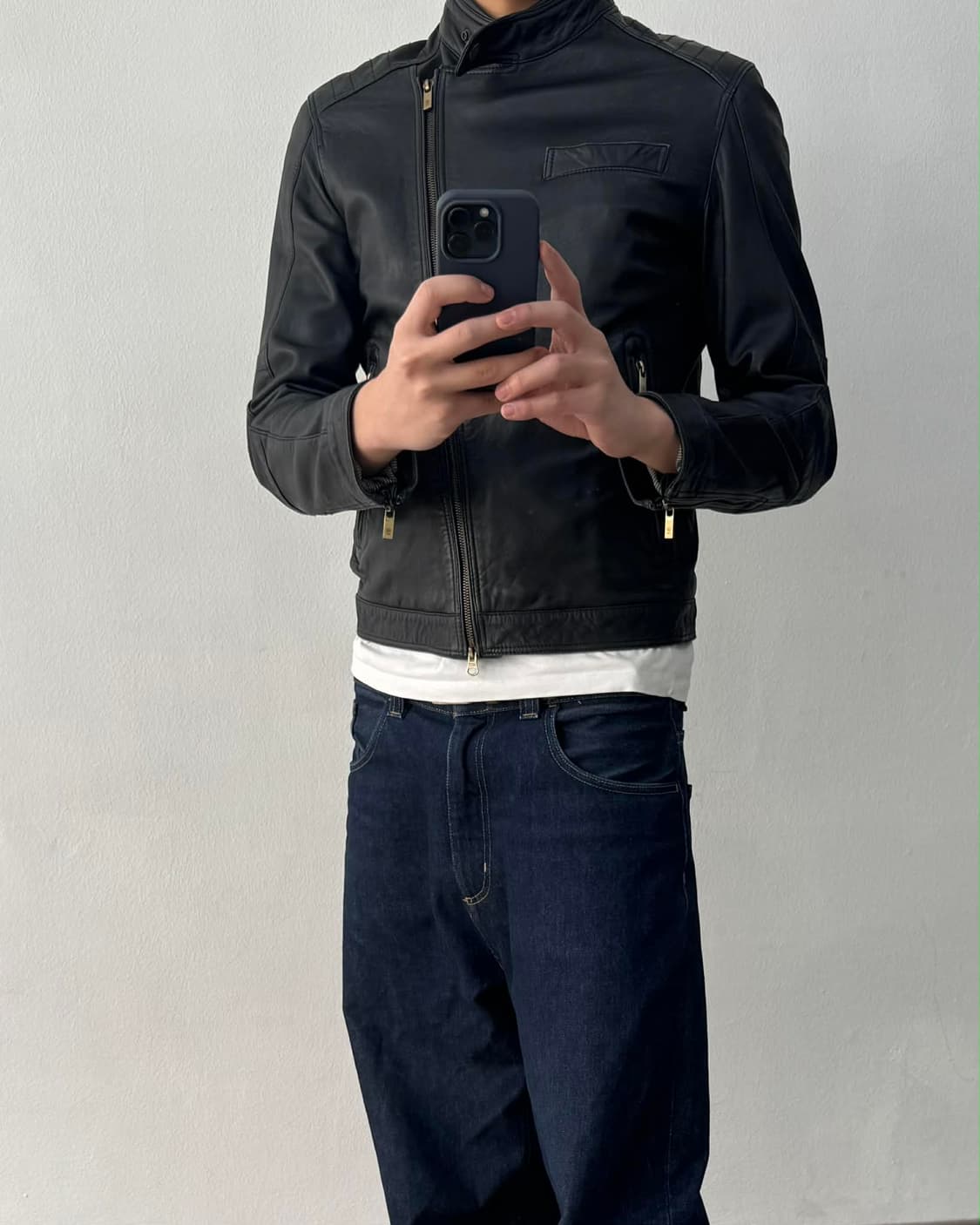 [S] 마시모두띠 비대칭 양가죽 슬림 라이더 자켓 상품이미지3