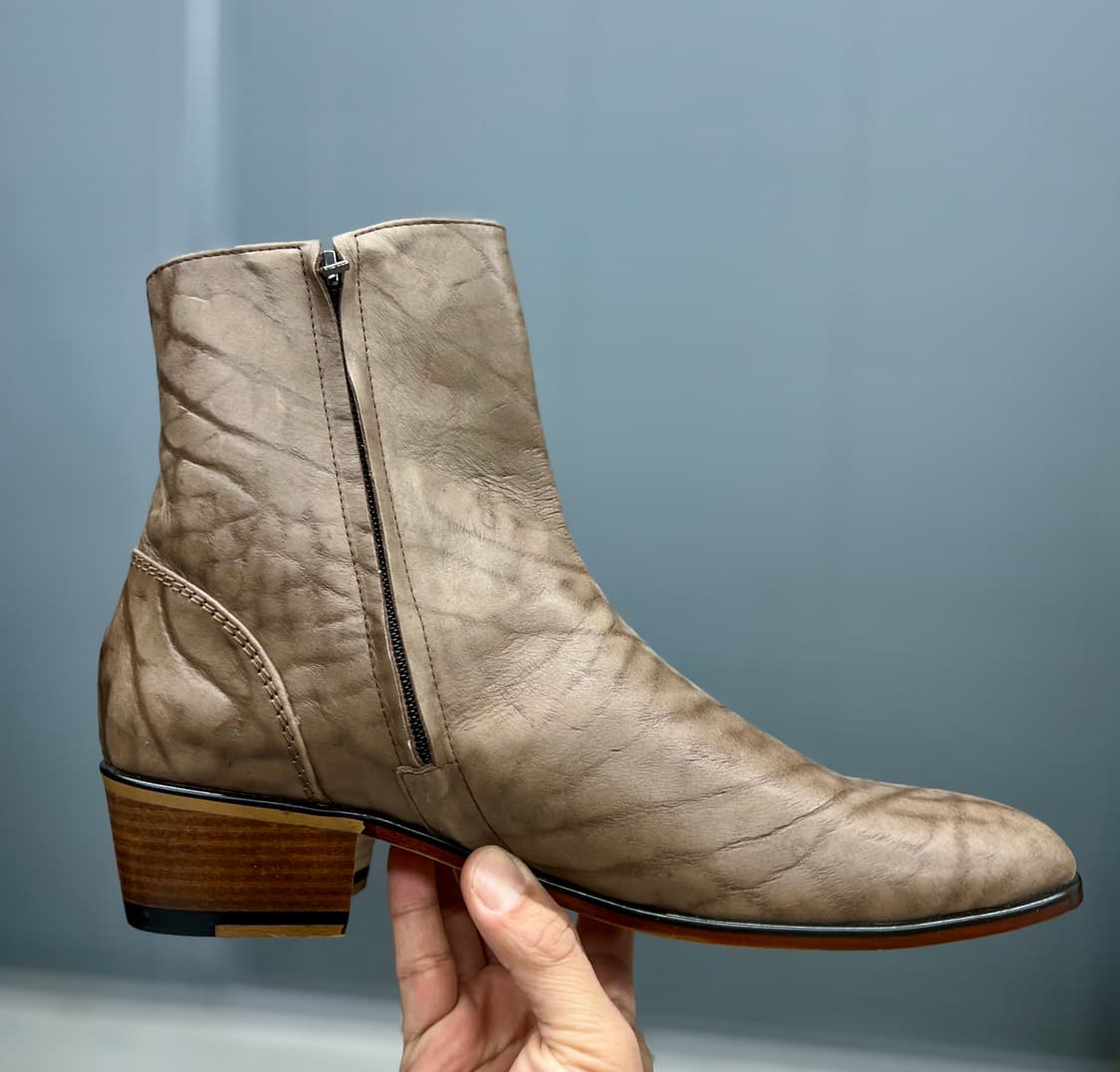 빈티지 텍스처 브라운 가죽 앵글부츠 상품이미지5