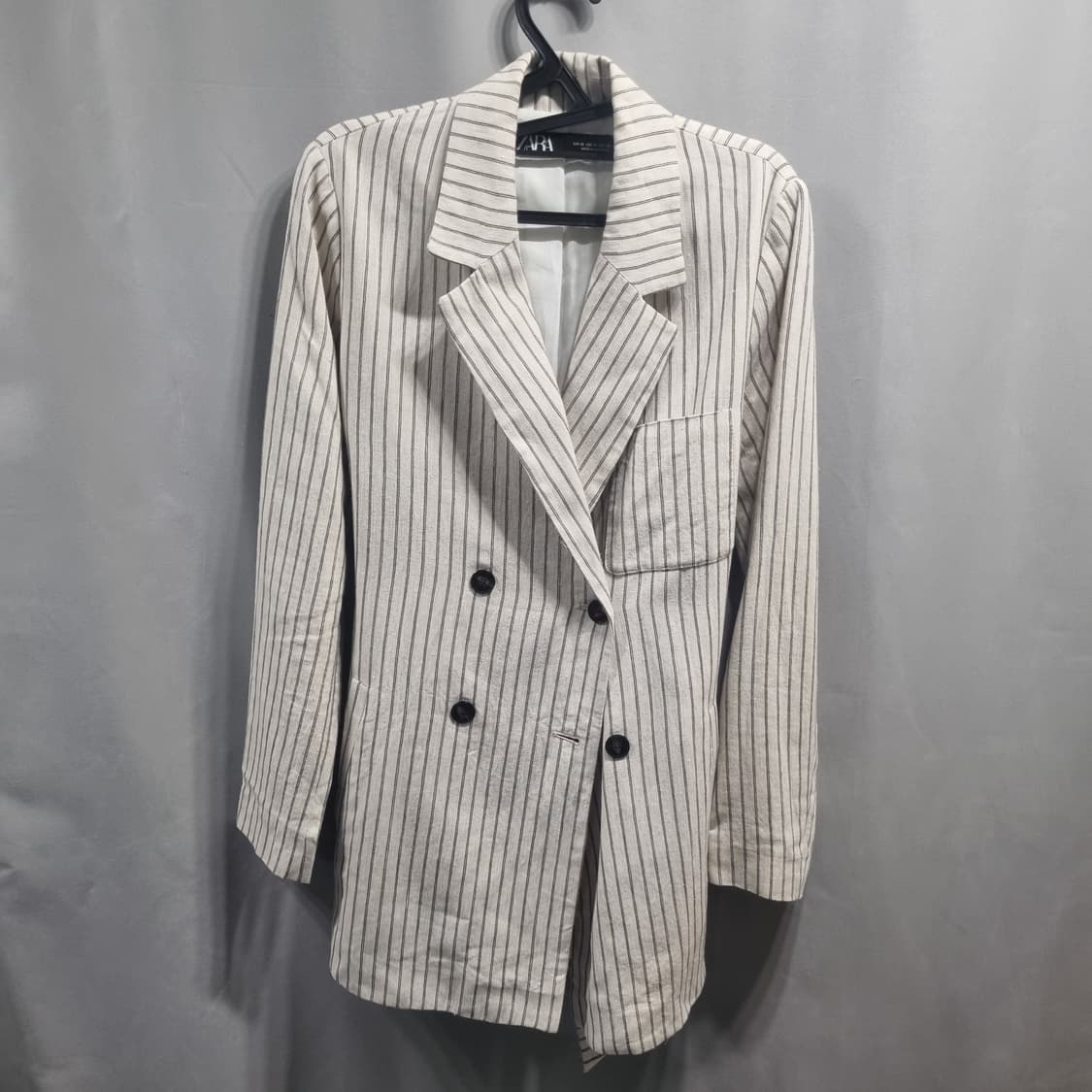 자라 스트라이프 더블 버튼 자켓 상품이미지1