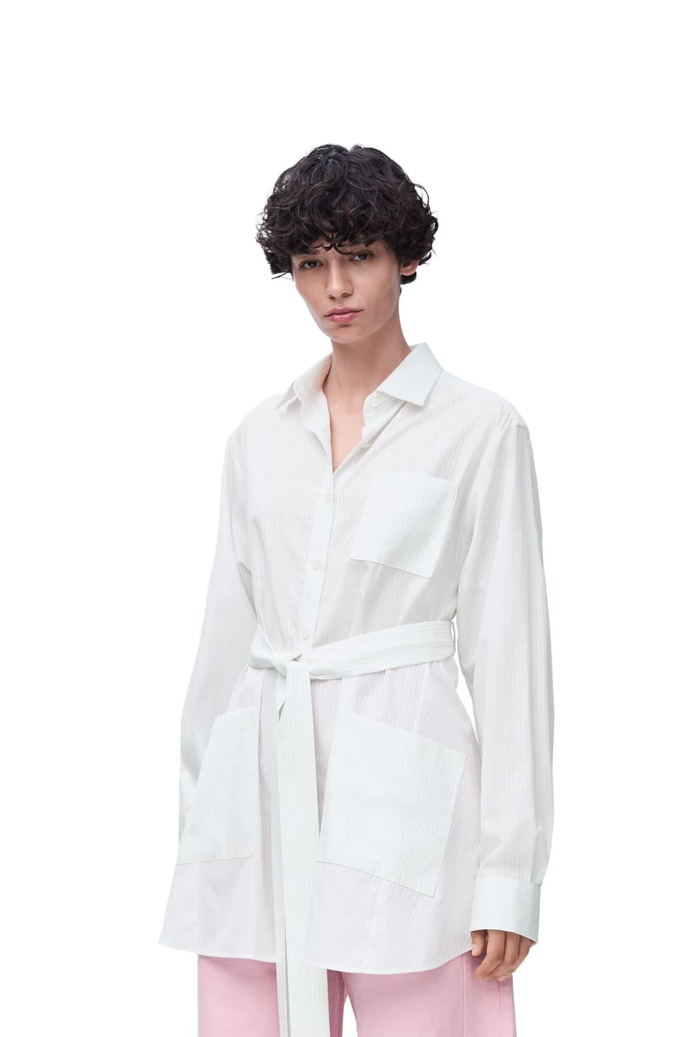 [에스파 윈터님 착용] 로에베 25ss 애너그램 스트라이프 벨트 셔츠 상품이미지1