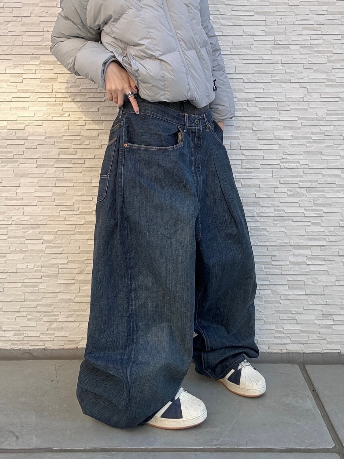 90s POLO JEANS CO 올드스쿨 진청 오버 와이드 데님 밴츠 상품이미지2