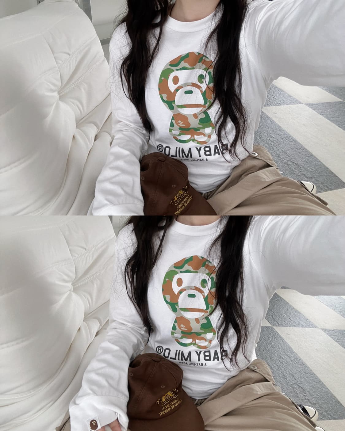베이프 카모 마일로 화이트 롱슬리브  상품이미지1