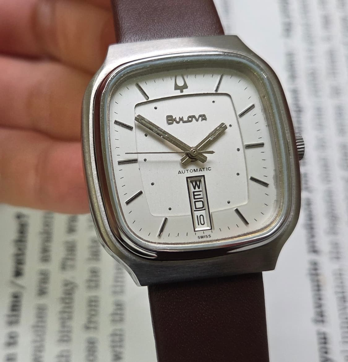 빈티지 부로바 사각탱크형 오리지널 실버판 데이데이트 오토매틱  상품이미지6