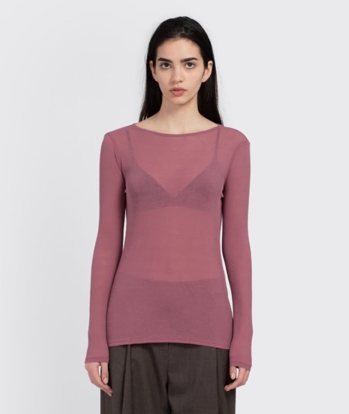 아모멘토 라운드 롱 슬리브 탑 와인 상품이미지1