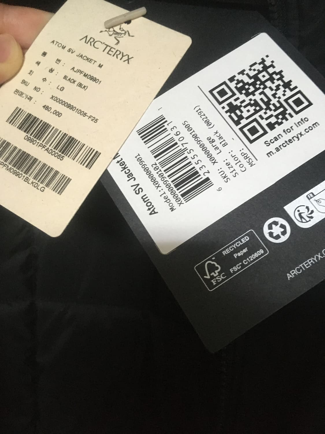 아크테릭스 FW25 아톰SV 자켓 블랙 판매합니다  상품이미지8