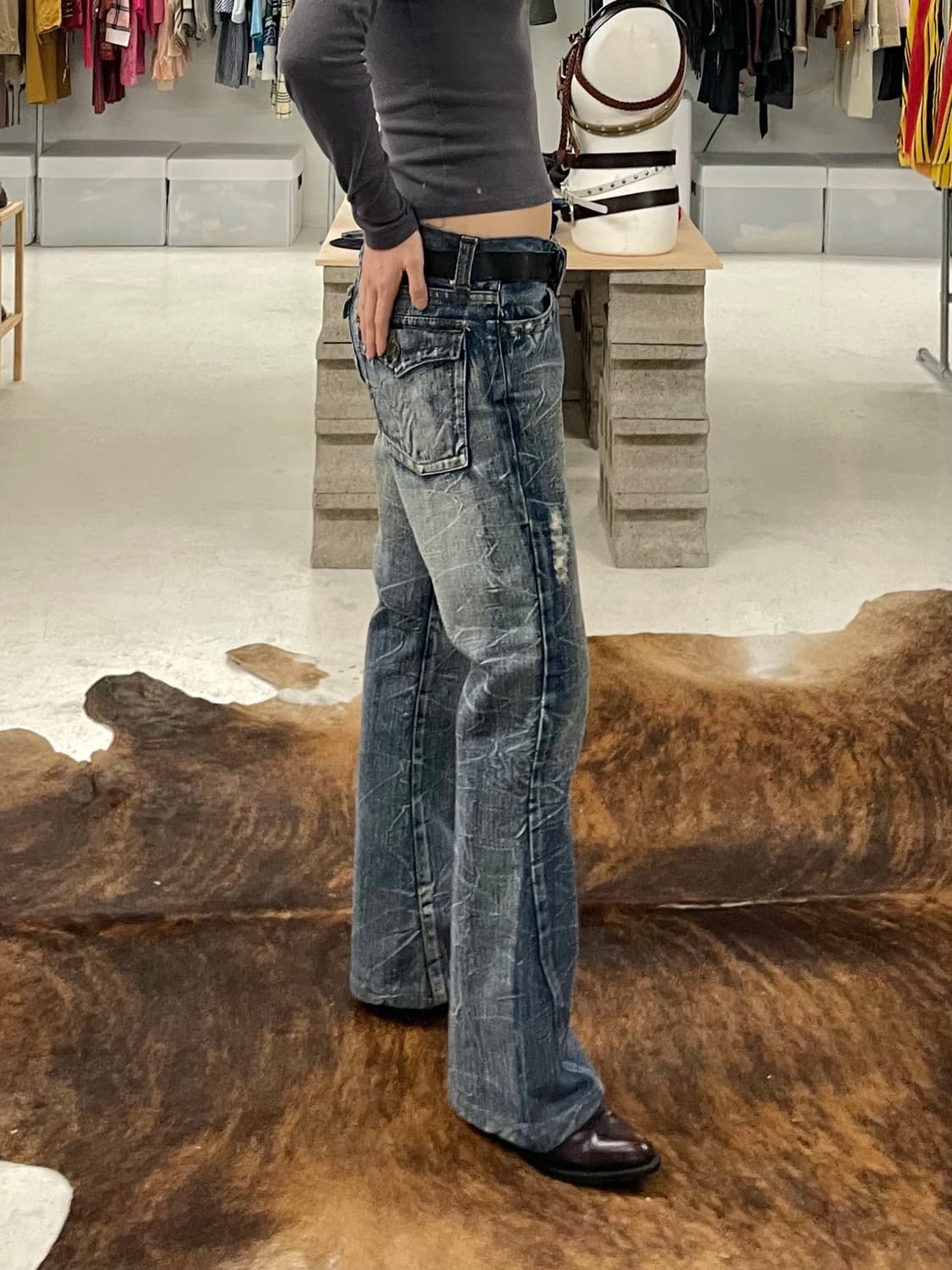 VTG hard washed boots cut denim 상품이미지10