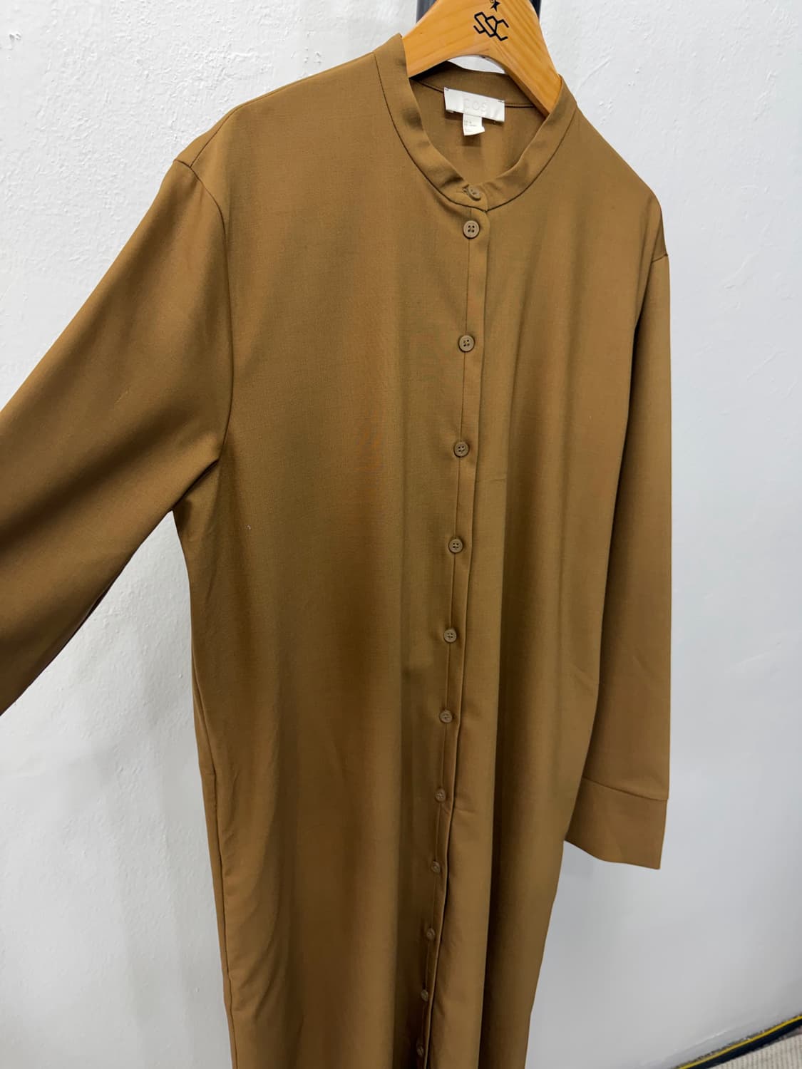 정품) COS 코스 카키색 헨리넥 셔츠 원피스 36 상품이미지2