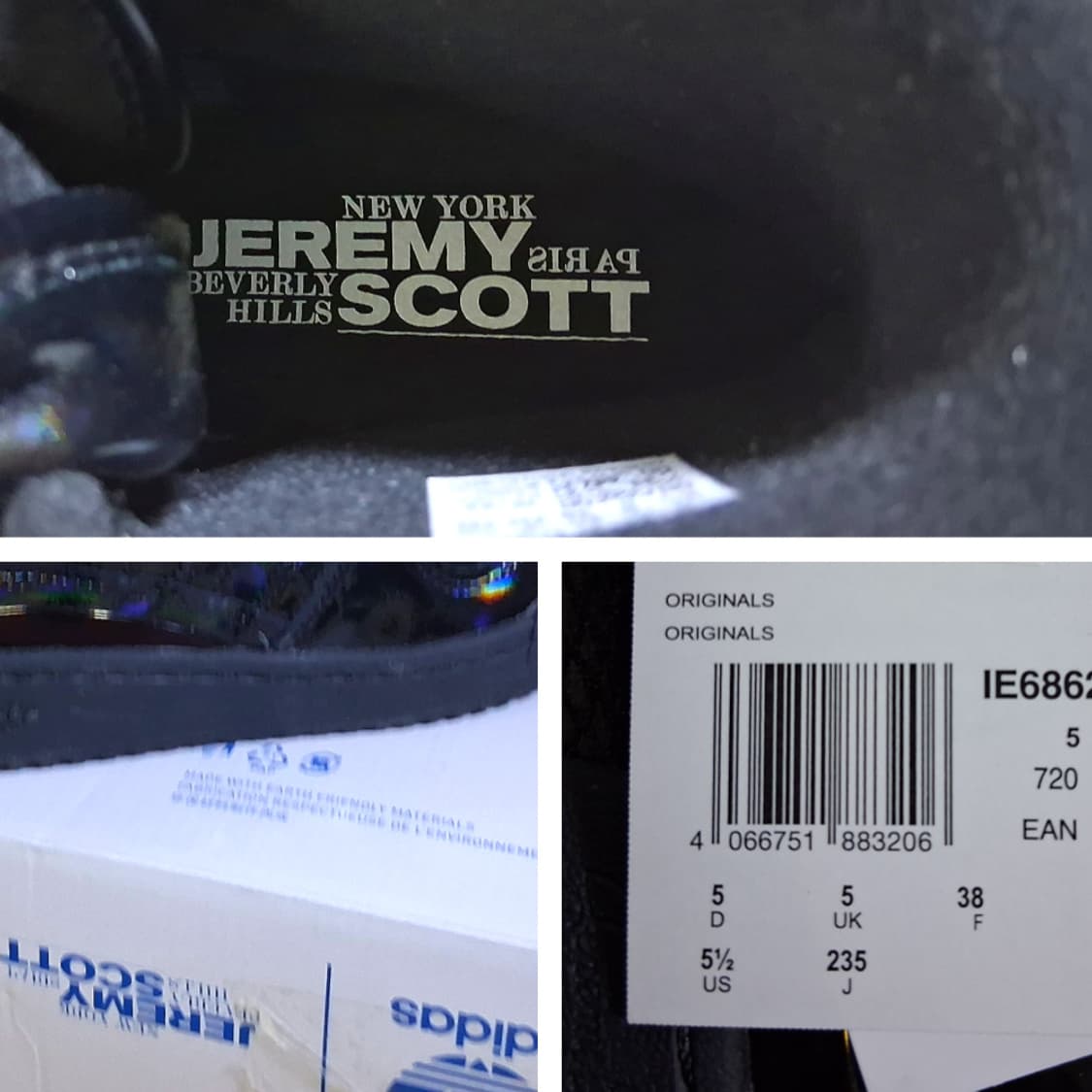 미사용 아디다스 제레미 스캇 포럼 하이 윙스 4.0 오팔 블랙 235 상품이미지5