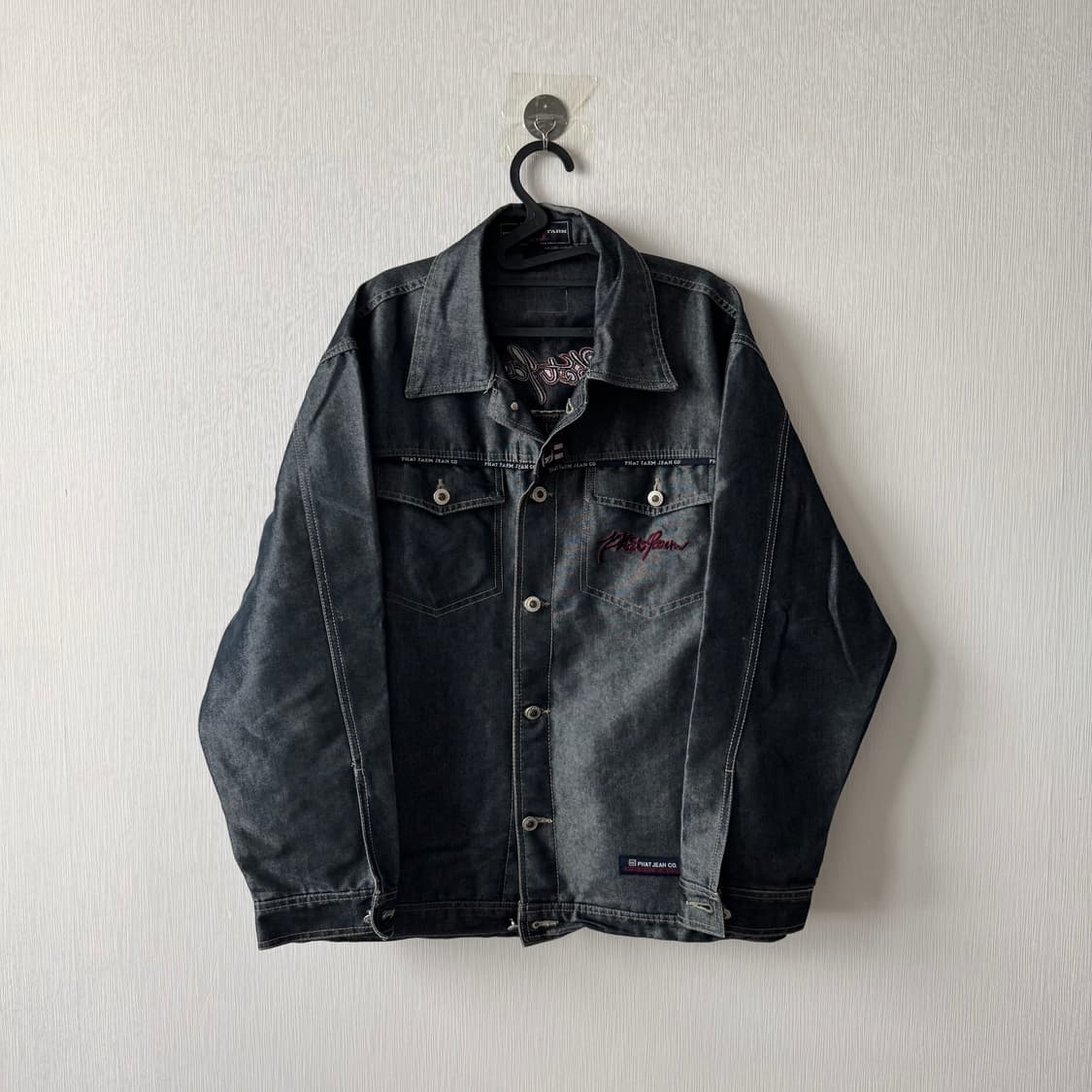 팻팜 스트릿 올드스쿨 새틴 백로고포인트 데님 스트릿 자켓 상품이미지1