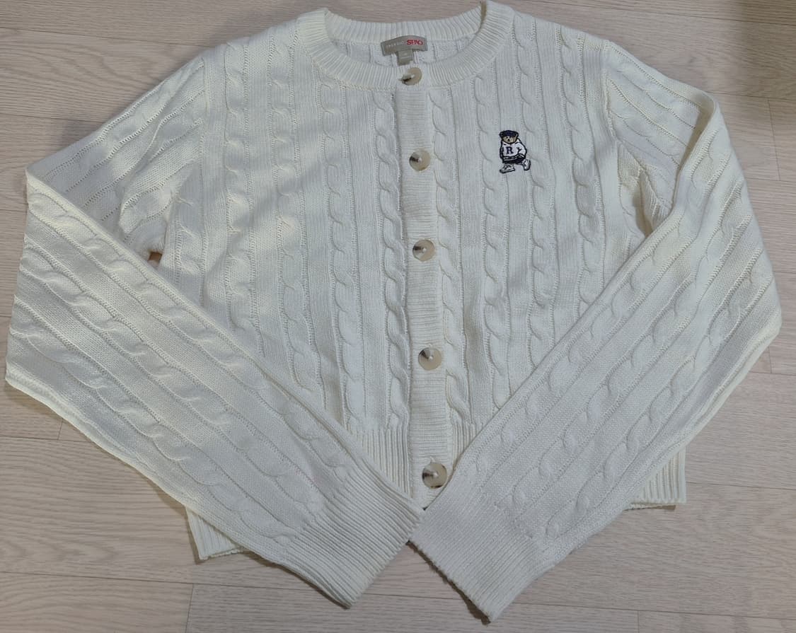 스파오 테디베어 케이블 가디건 아이보리 상품이미지1