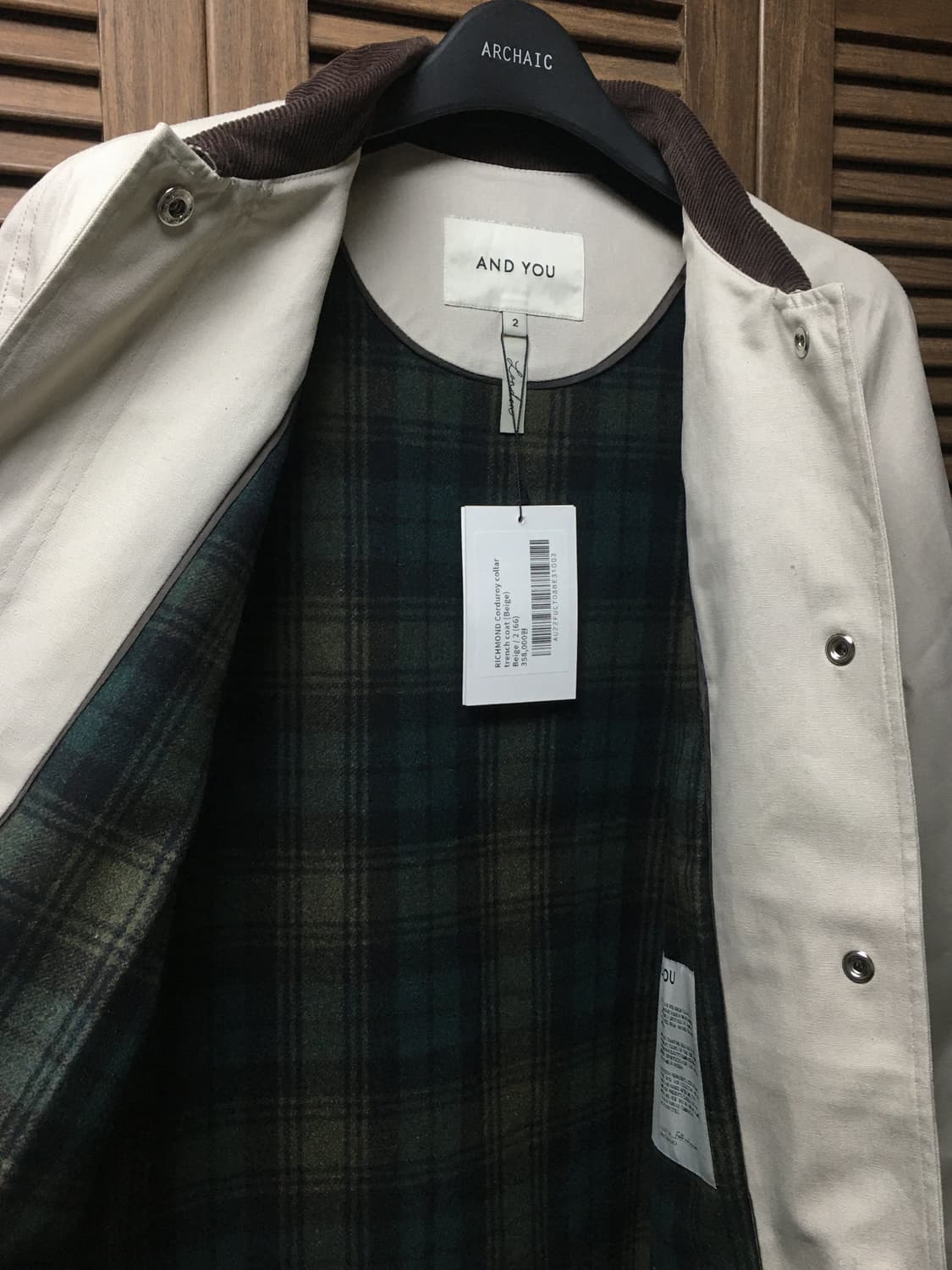 AND YOU 트렌치 코트 새상품 상품이미지1