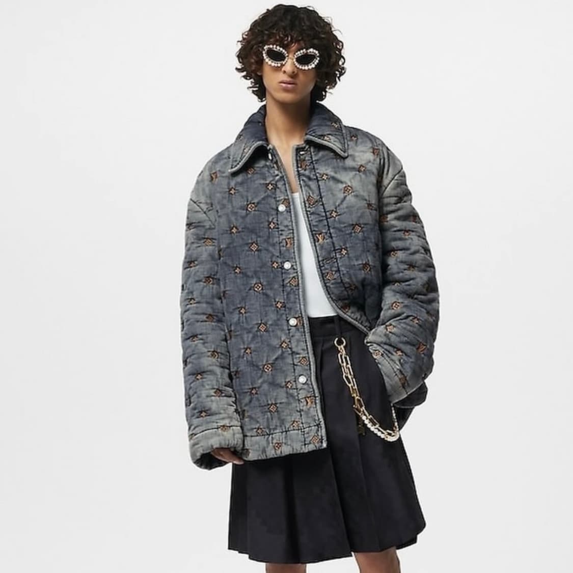 [S+급/2XL] 루이비통 패디드 데님 모노그램 패딩자켓 상품이미지8