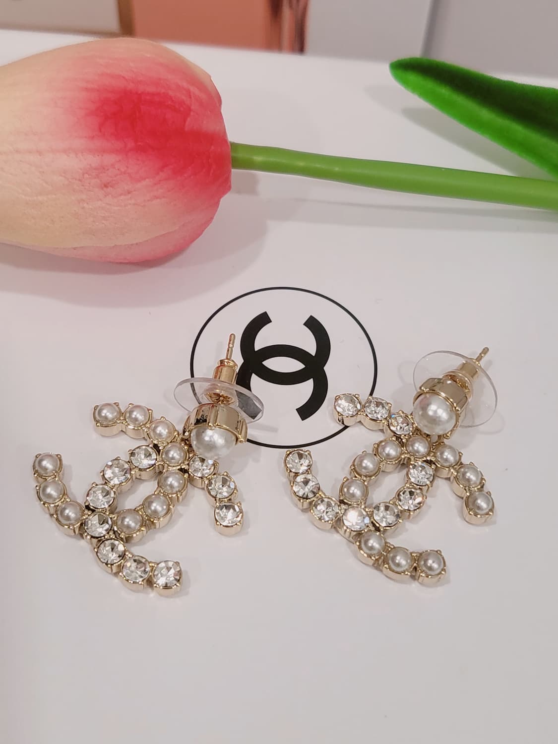 샤넬 진주 크리스탈 귀걸이 업사이클링  상품이미지7