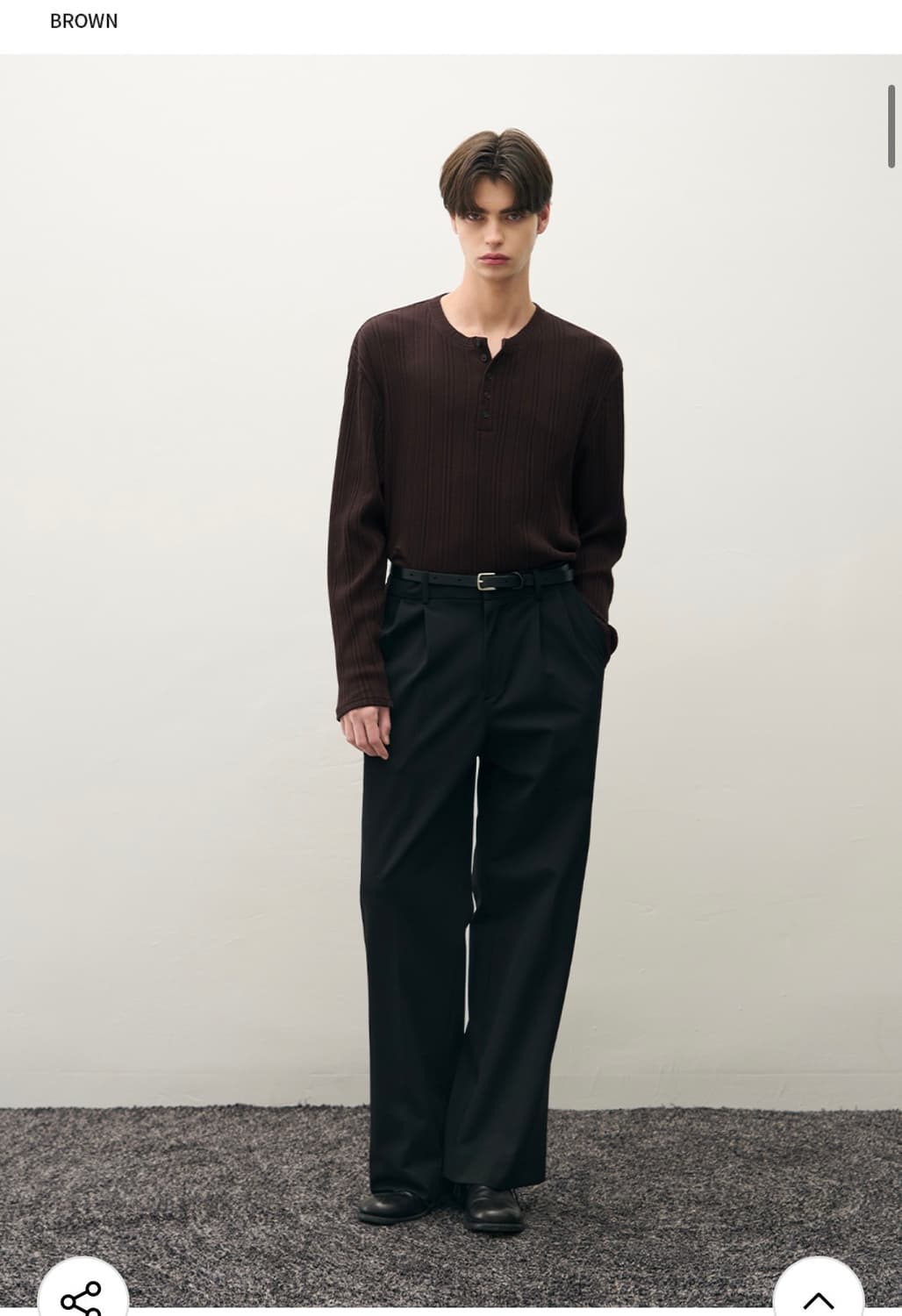 (XL) 드로우핏 리브드 헨리넥 티셔츠 [BROWN] 판매 상품이미지3