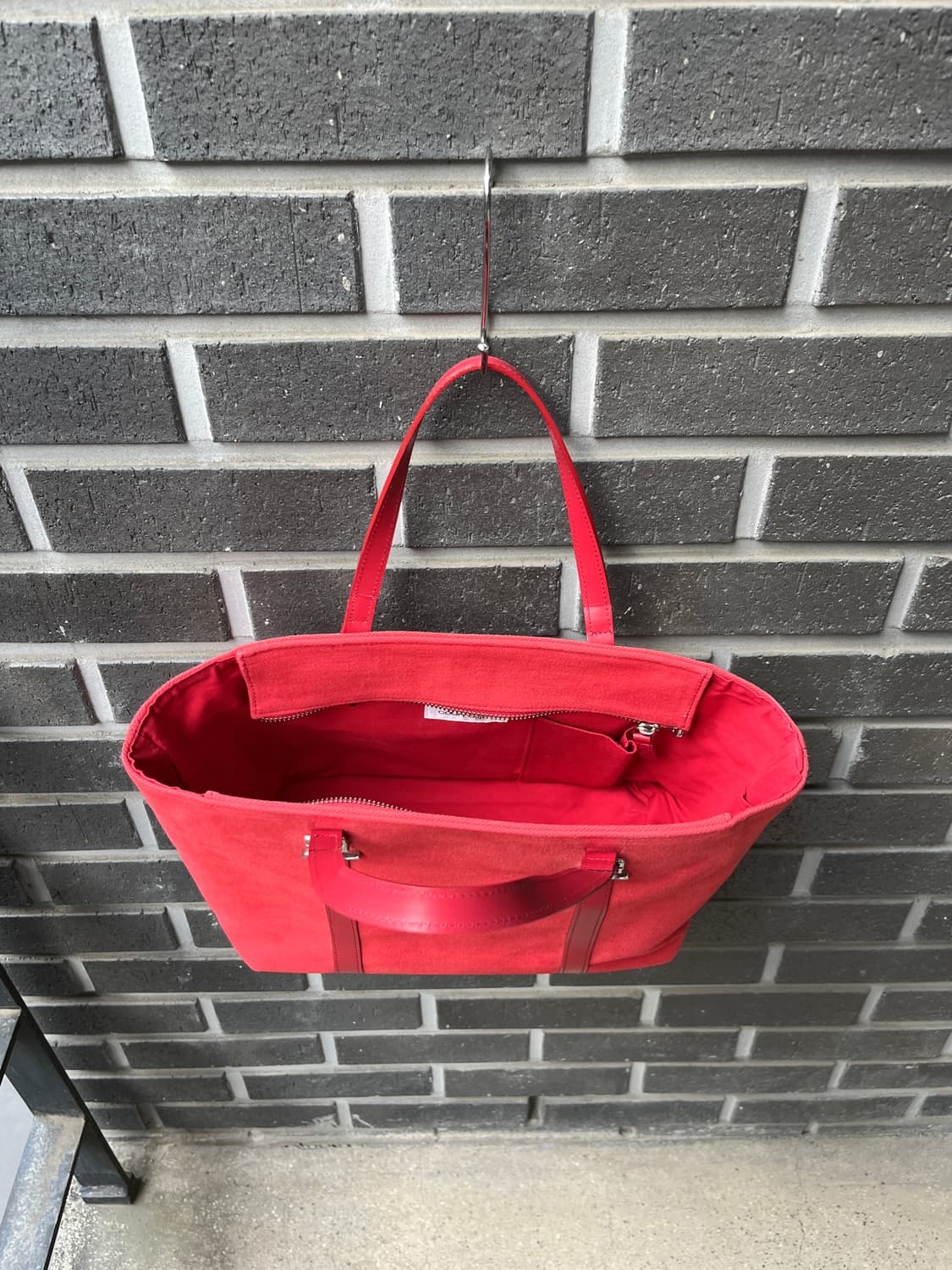 00s Courreges 꾸레쥬 더블 로고 펜던트 토트백 레드 상품이미지9