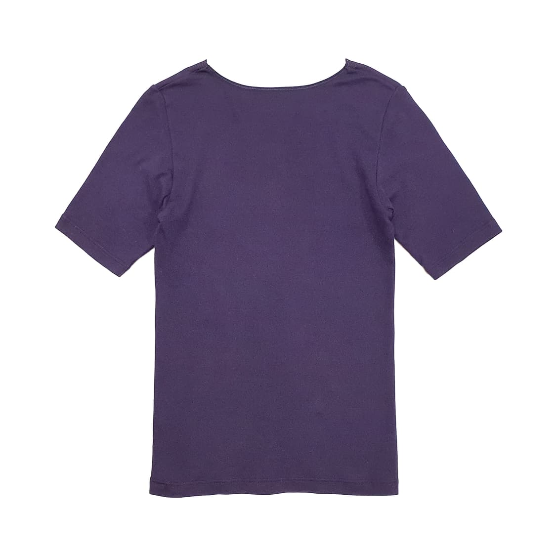 레이스 넥 반소매 티셔츠 퍼플 상품이미지3