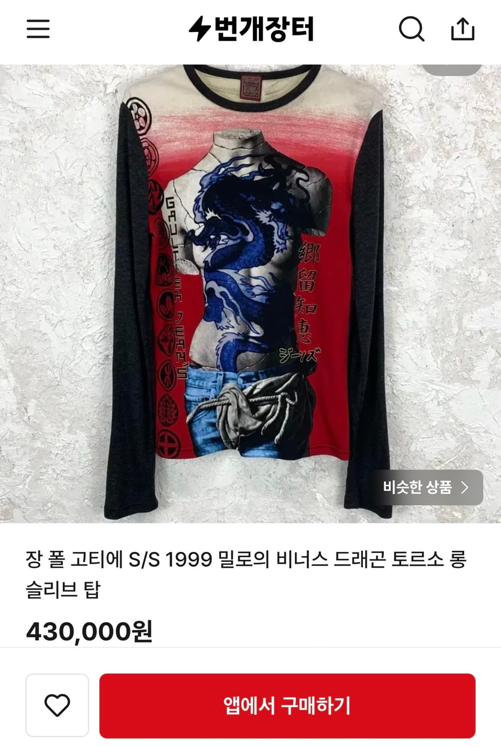 1999 S/S 장폴고티에 토르소 롱 슬리브 상품이미지7
