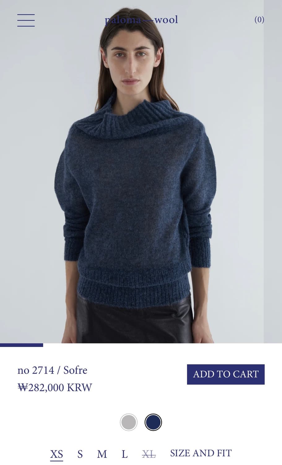 (S,M) 팔로마울 Sofre 마리노 오픈넥 니트 네이비 상품이미지8