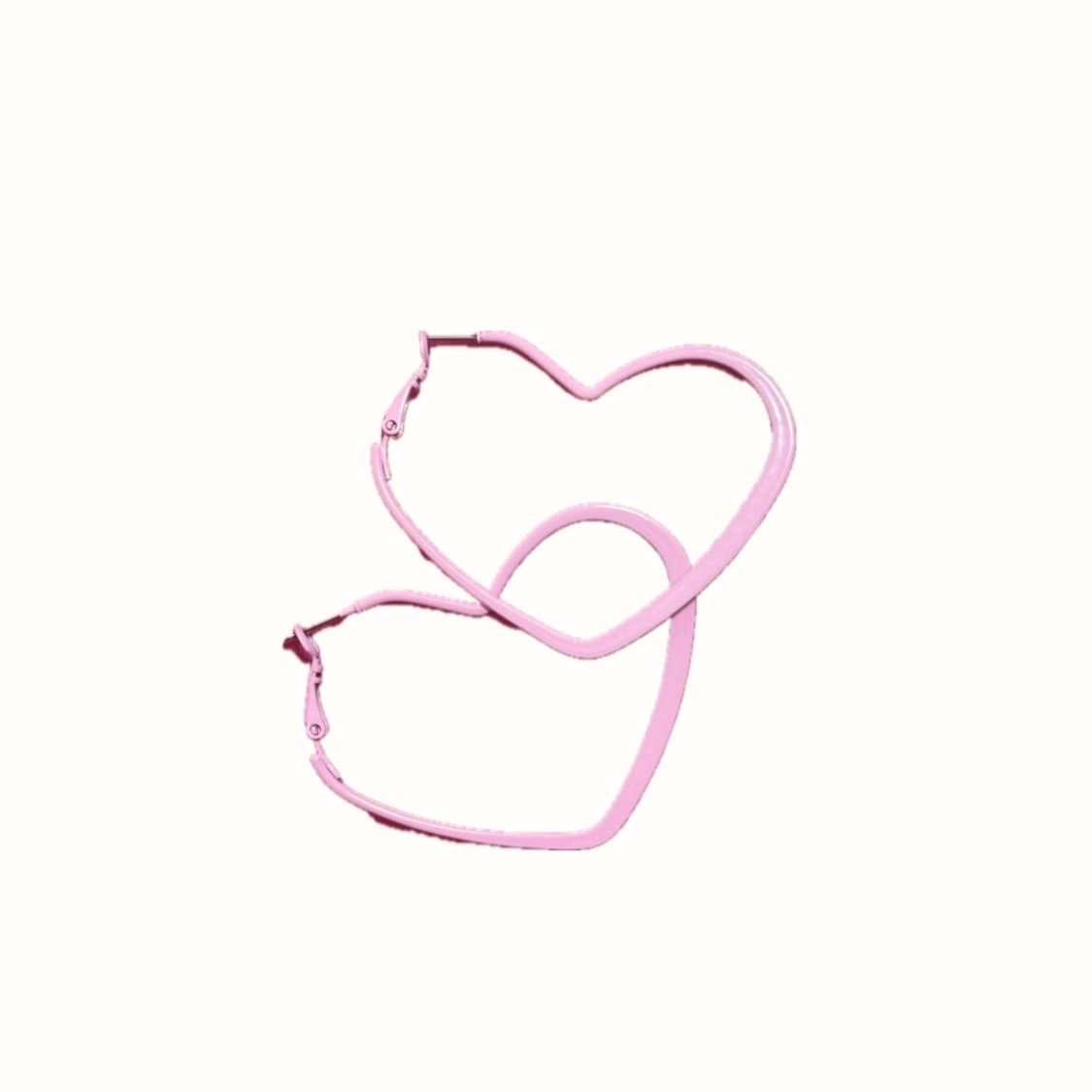 갸루깔) 빈티지 big 하트 링 와투케 귀걸이 (핑크 컬러) 상품이미지1