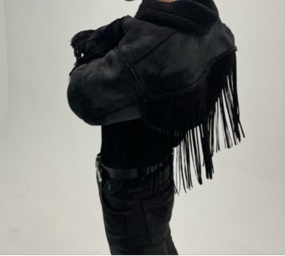 딥인블루 스웨이드 프린지 크롭 무스탕 빈티지 상품이미지1