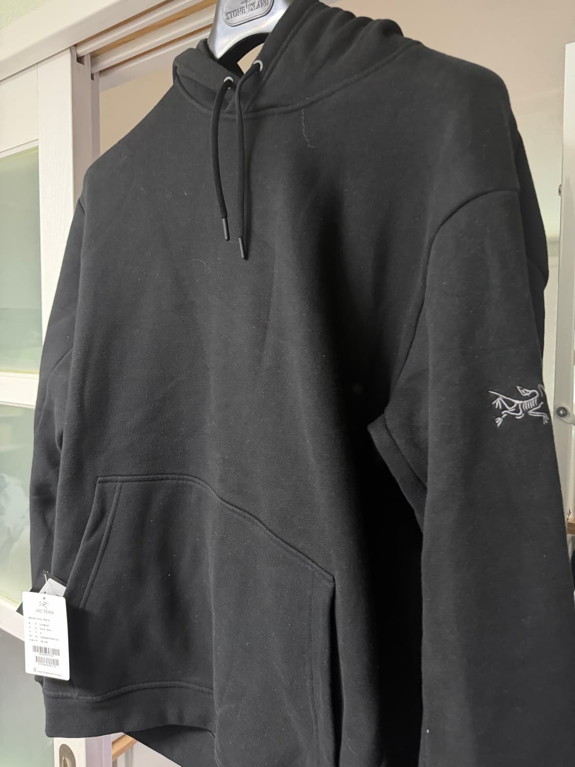 [xl] 아크테릭스 엠블럼 플리스 후디 후드 티셔츠 블랙 (새상품) 상품이미지3