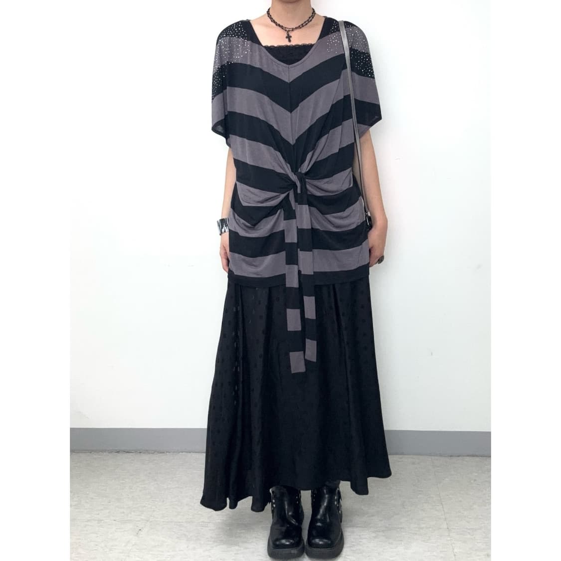 빈티지 블랙 도트 스커트 상품이미지1