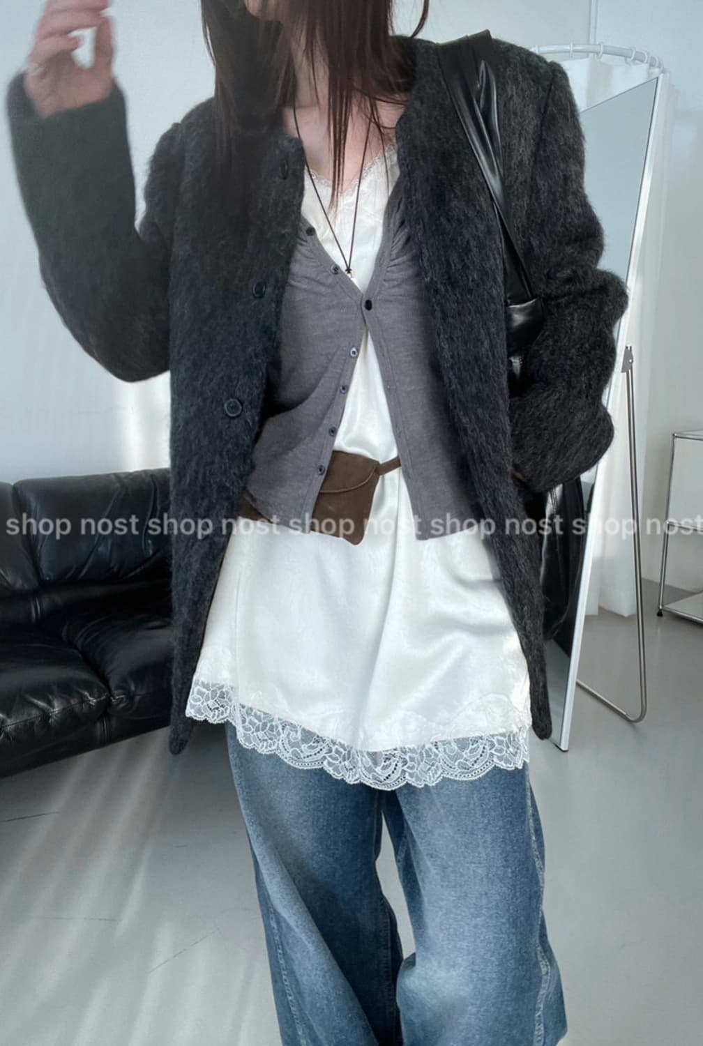 플라워 모헤어 노카라 2온스 본딩 자켓 상품이미지4