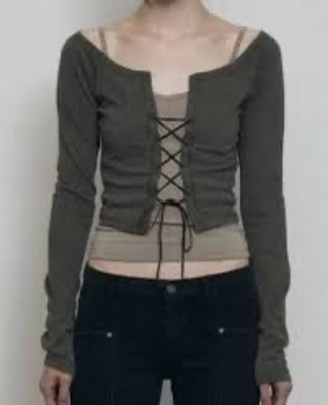 보헤미안서울 아일렛 레이어드 가디건 세트 베이지 카키 상품이미지2