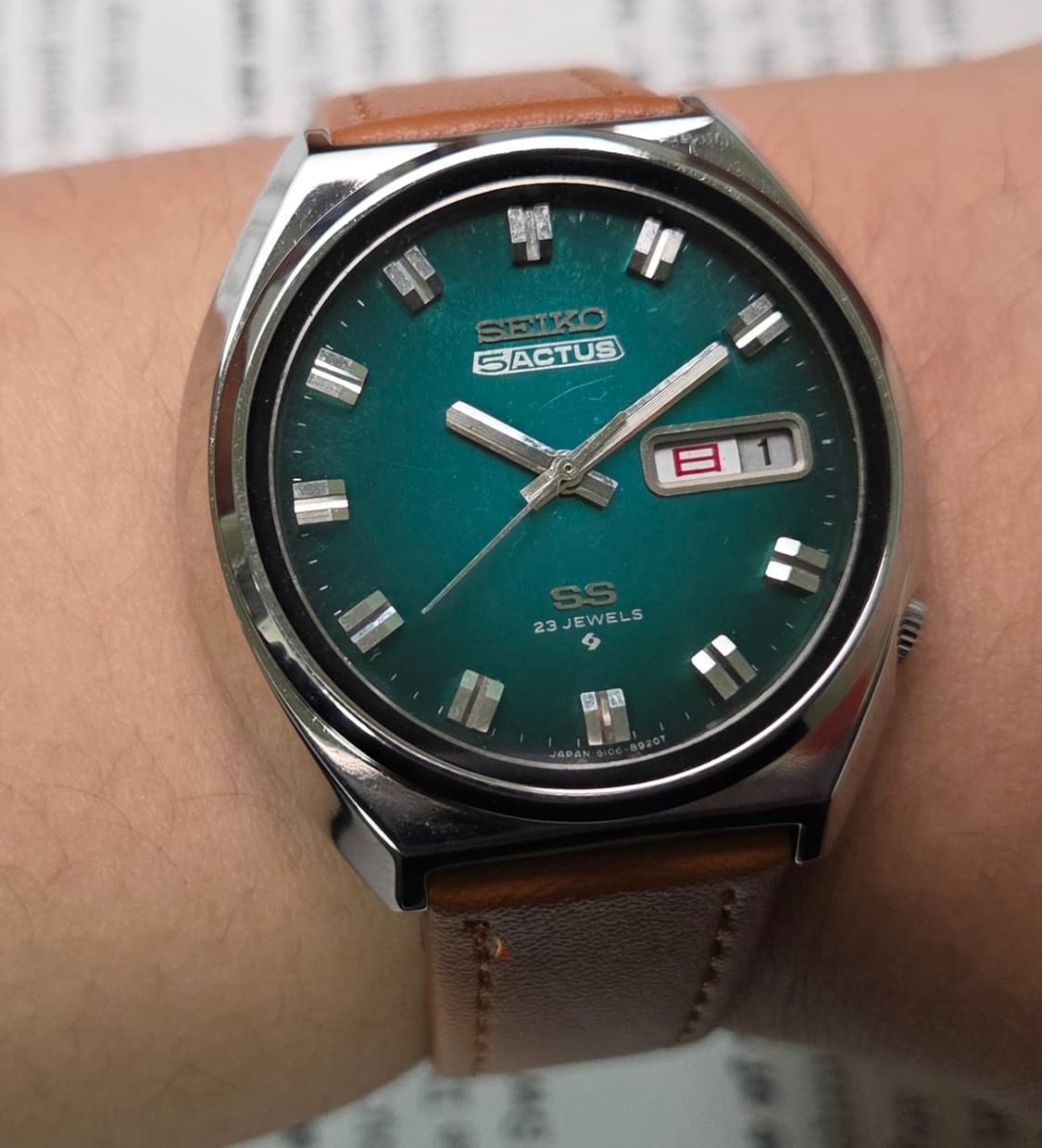 레어] 빈티지 세이코 액투스SS 와이드보이 그린판 한자 데이데이트  상품이미지8