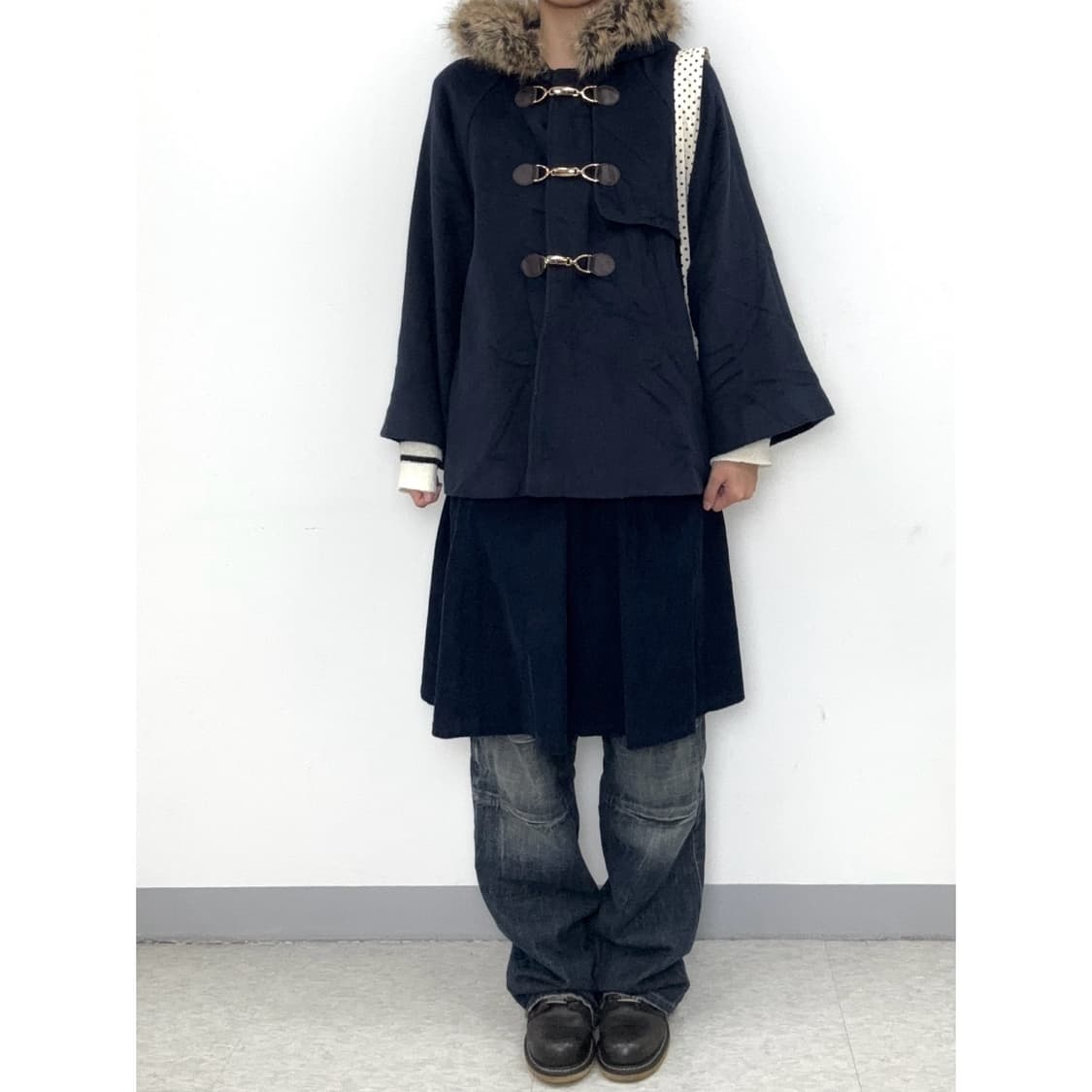 빈티지 갸루 망토 케이프 하프 코트 아우터 상품이미지2