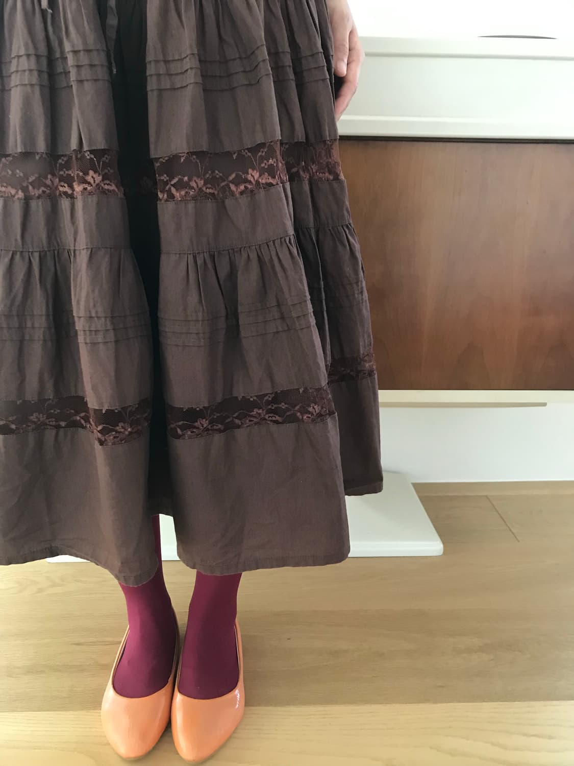vintage brown lace skirt 상품이미지3