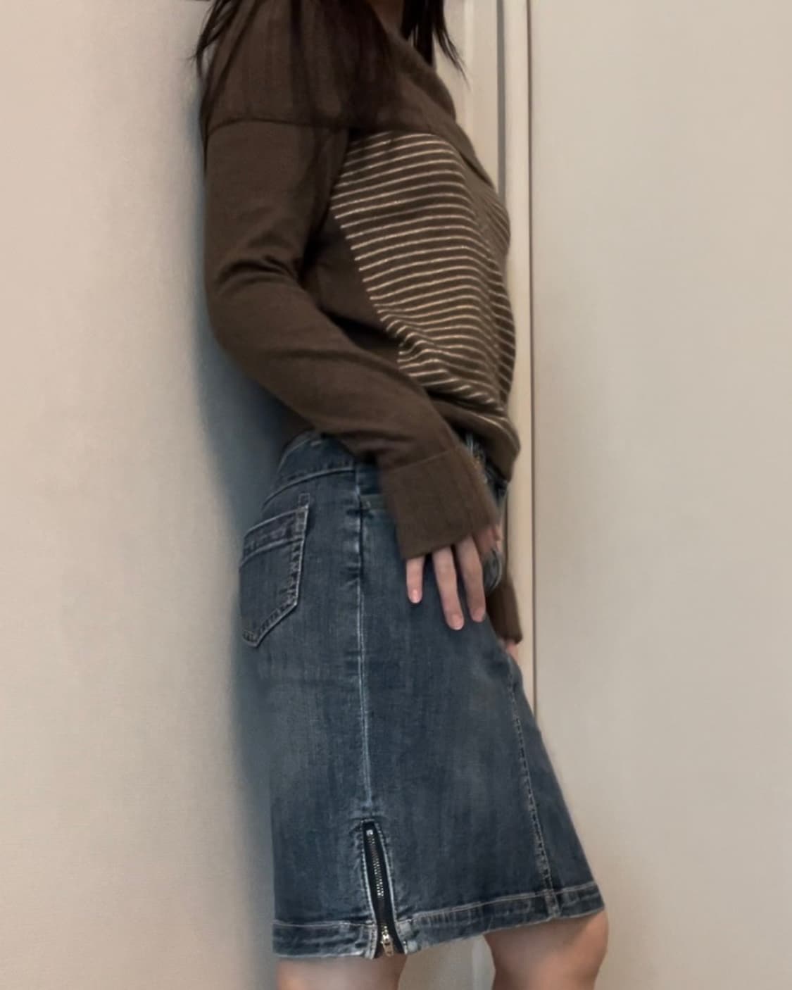 detail denim midi skirt 상품이미지7