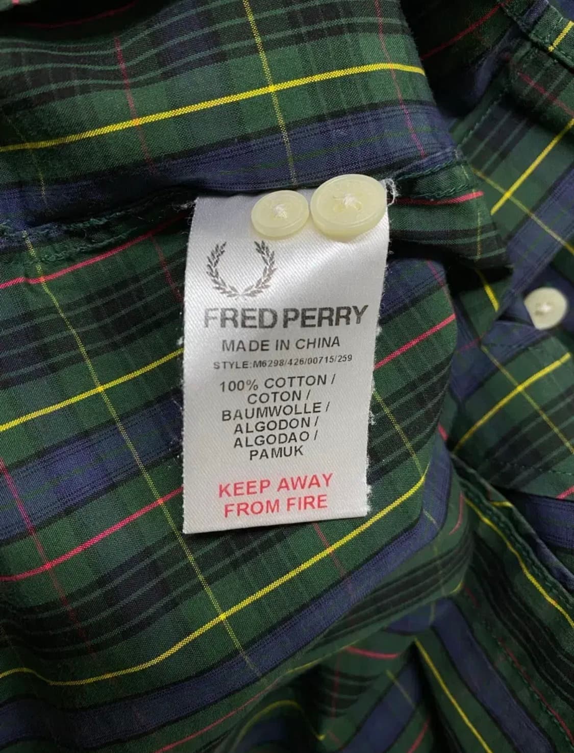 프레드페리 클래식 체크셔츠 S 상품이미지6