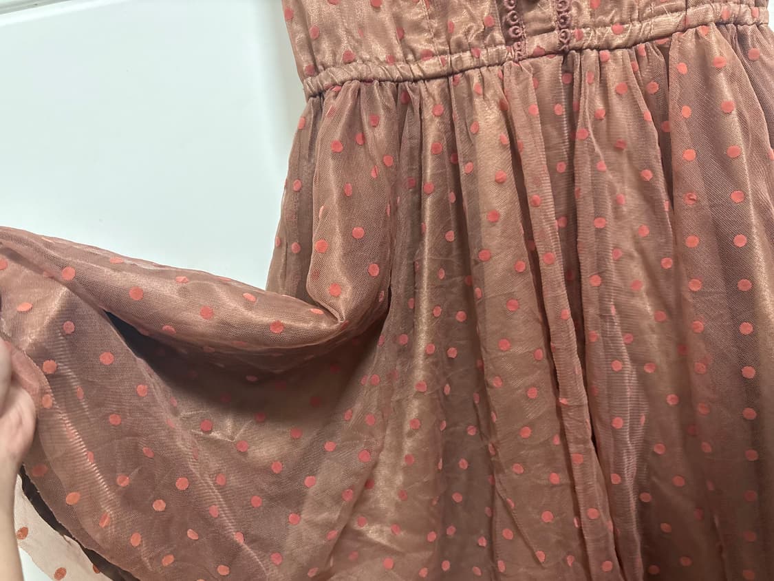 리즈리사🍫🤎) 라떼 갸루 빈티지 도트 패턴 샤 원피스 상품이미지4