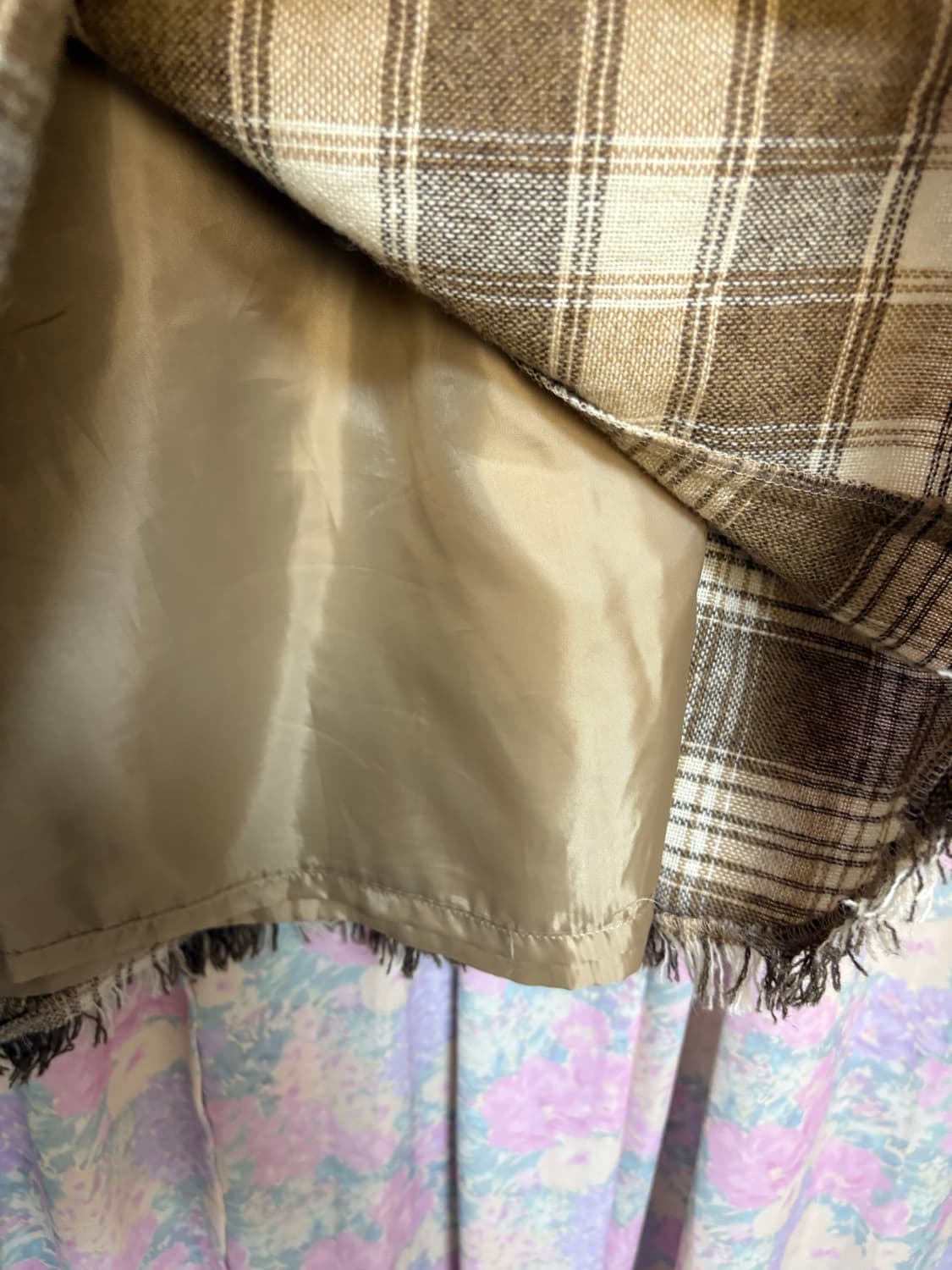 베이지 체크 울 스커트 상품이미지7