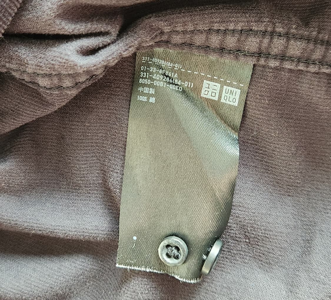 남자 유니클로 코듀로이 셔츠 남방 블랙 XL 상품이미지3