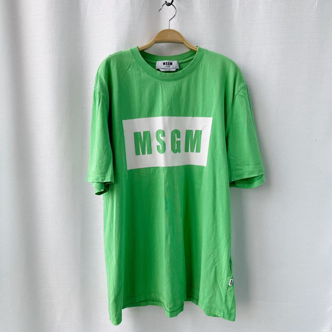 MSGM 엠에스지엠 박스 로고 프린팅 반팔티 그린 XL 상품이미지1