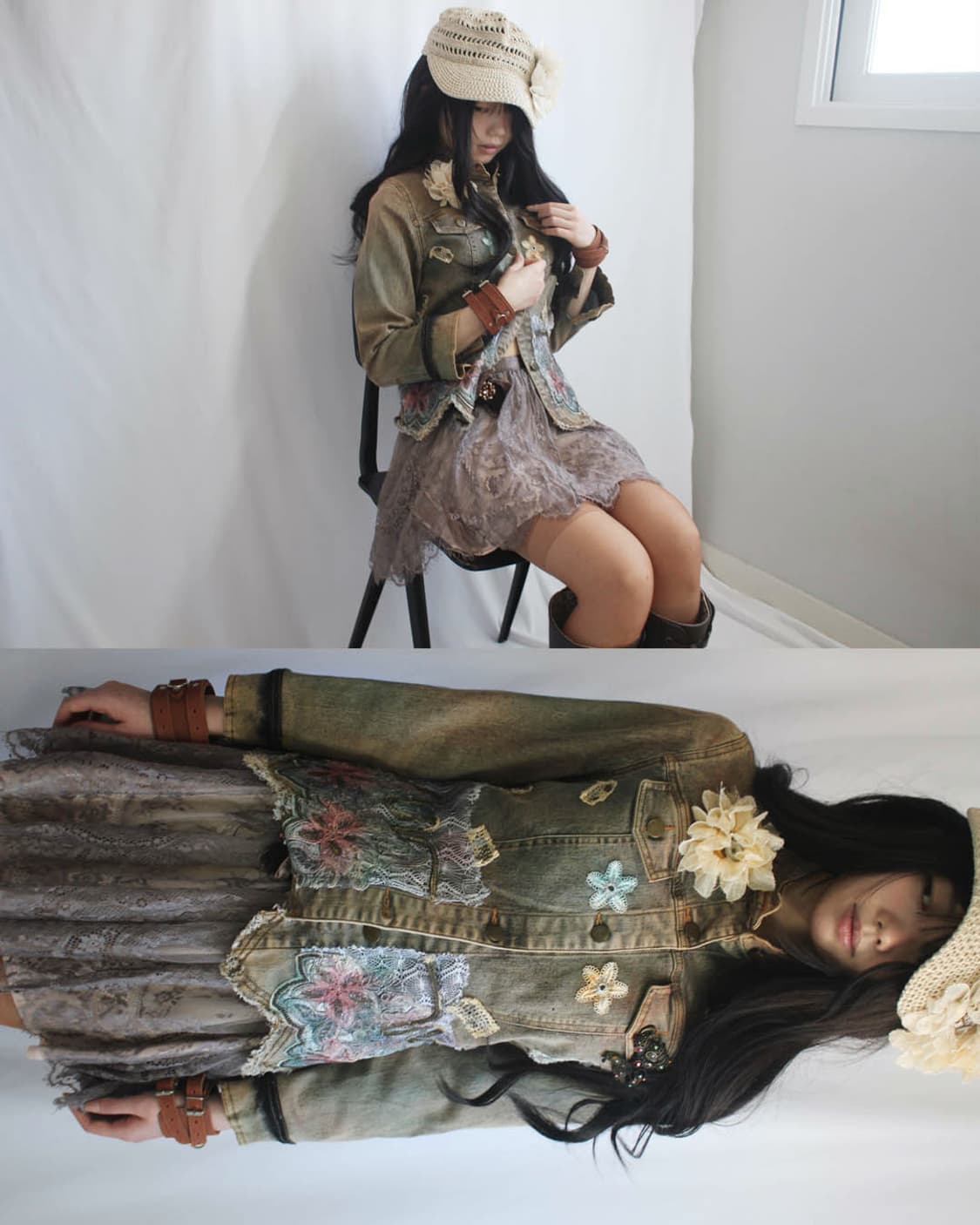 Pastel spray-lace floral jacket+2Brooch 상품이미지8