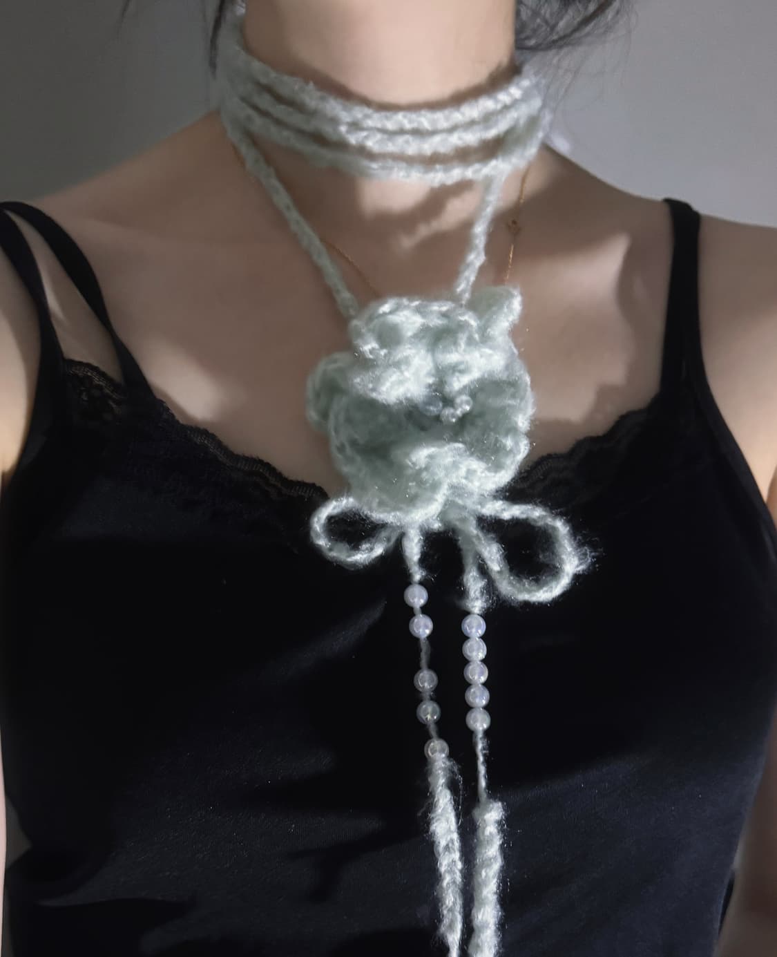 모헤어 뜨개 꽃 목걸이 상품이미지1