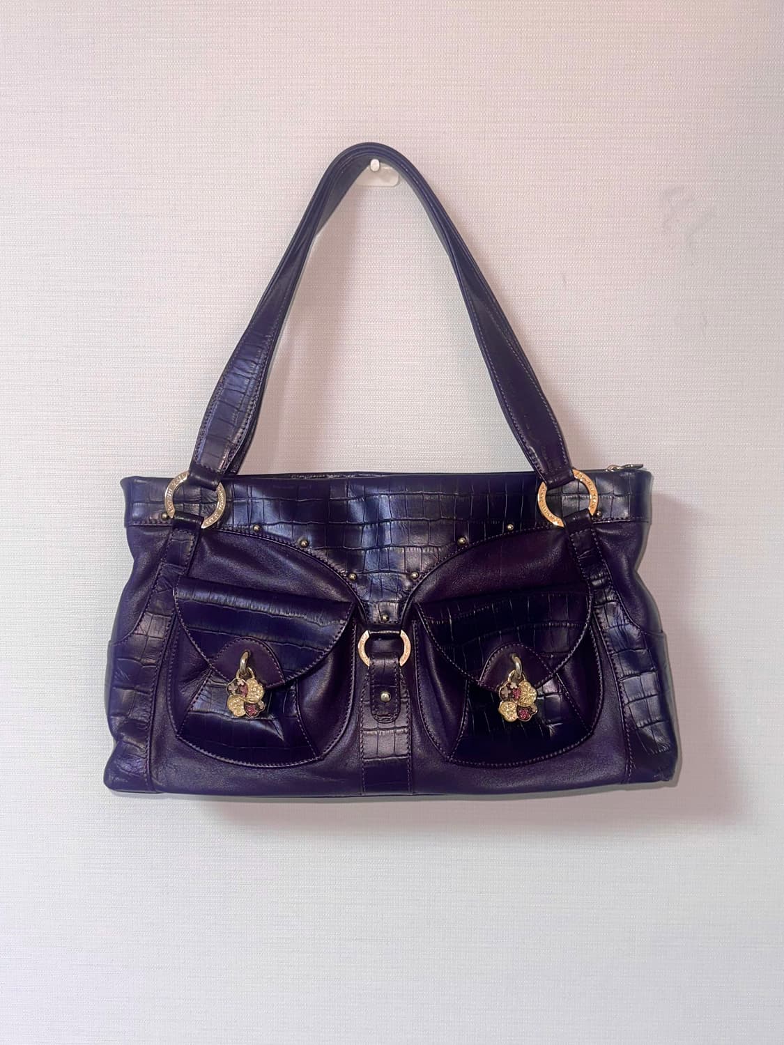 다크퍼플 빈티지 네잎클로버 숄더백 상품이미지9