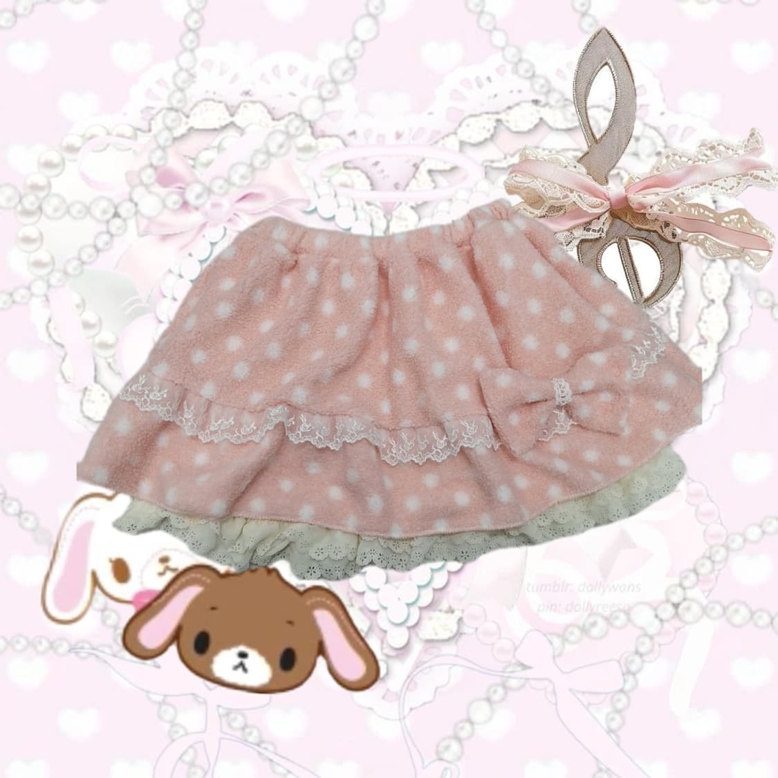 마카롱 스커트 핑크 갸루 히메갸루 라떼갸루 러블리 도트 큐롯 상품이미지1