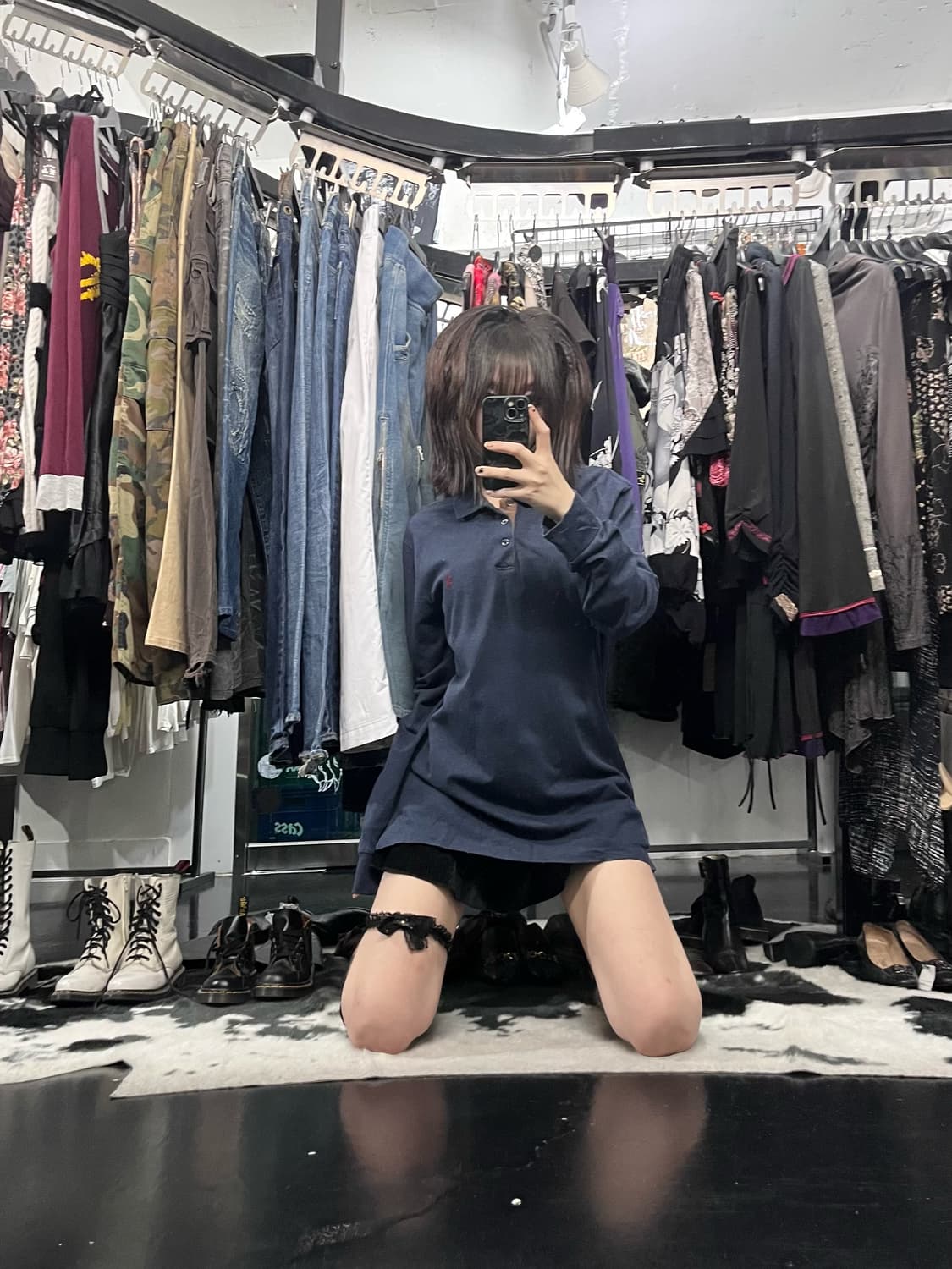 폴로 랄프로렌 자수 네이비 카라 롱슬리브 상품이미지1