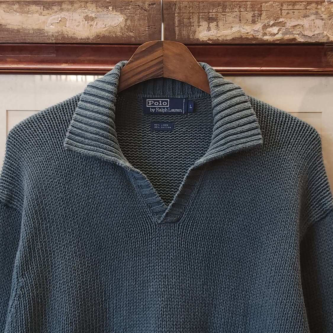 90s 폴로 니트 스키퍼 골지 니트 스웨터 코튼 니트 L 상품이미지5