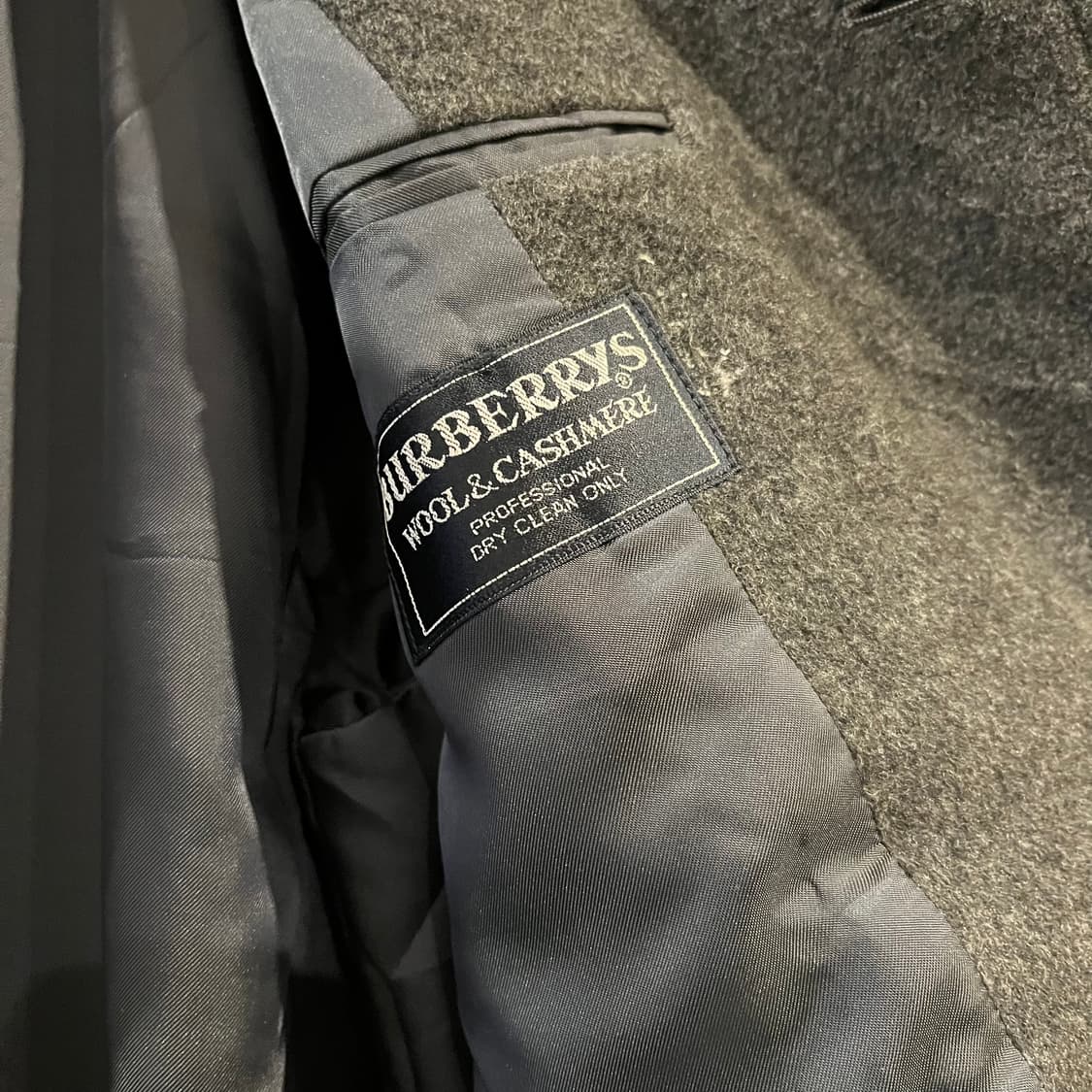 BURBERRYS 버버리 JP 90s 차콜 더블포켓 히든버튼 울 캐시미어 상품이미지6