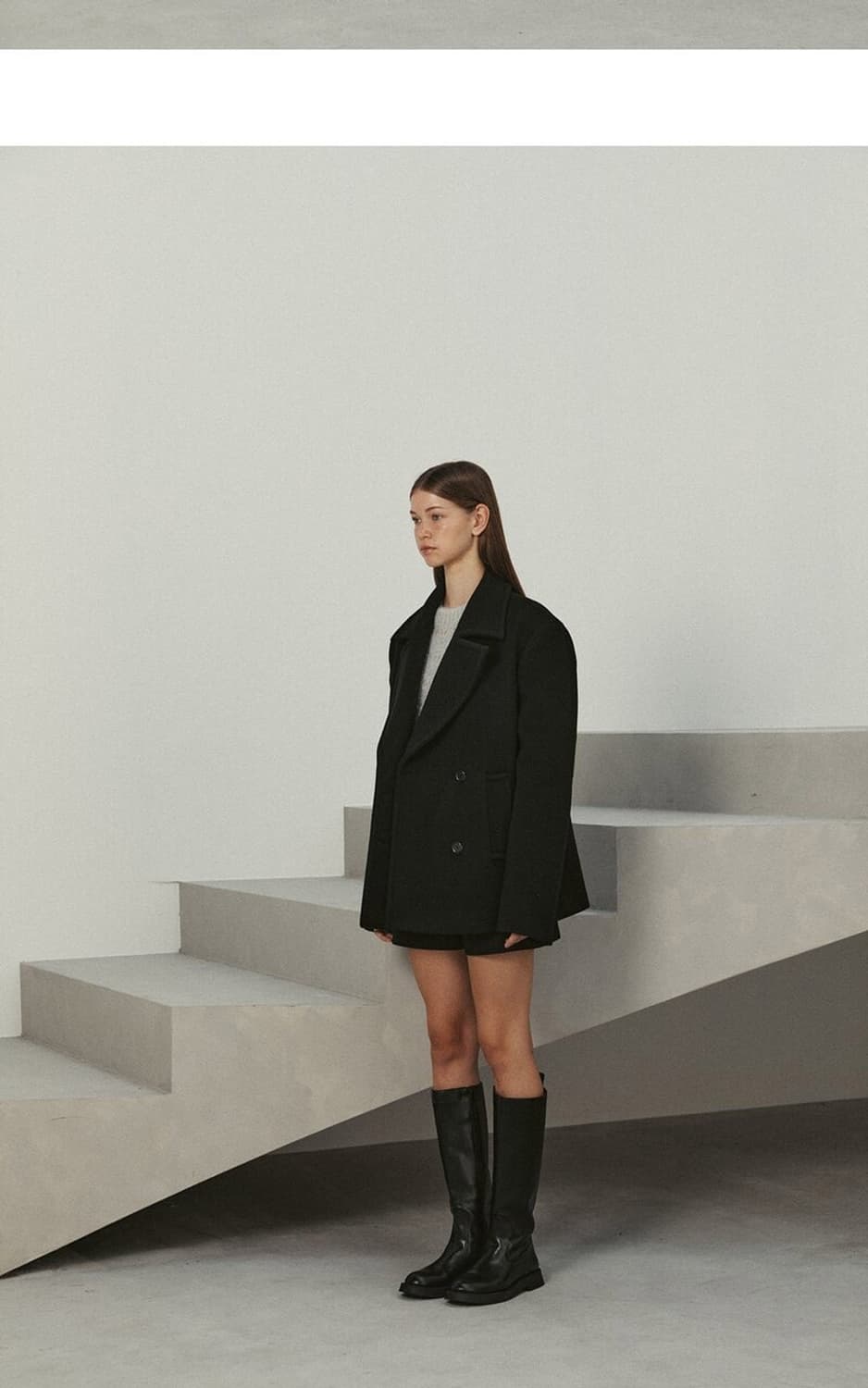 brushed wool half coat (black) 상품이미지2