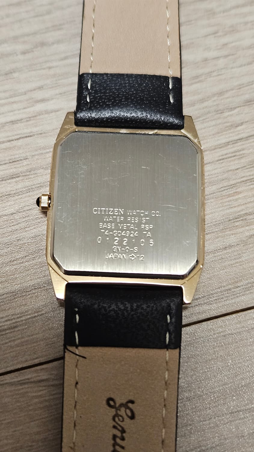 빈티지 시티즌 쿼츠 사각 드레스 금장 가죽 시계 상품이미지7