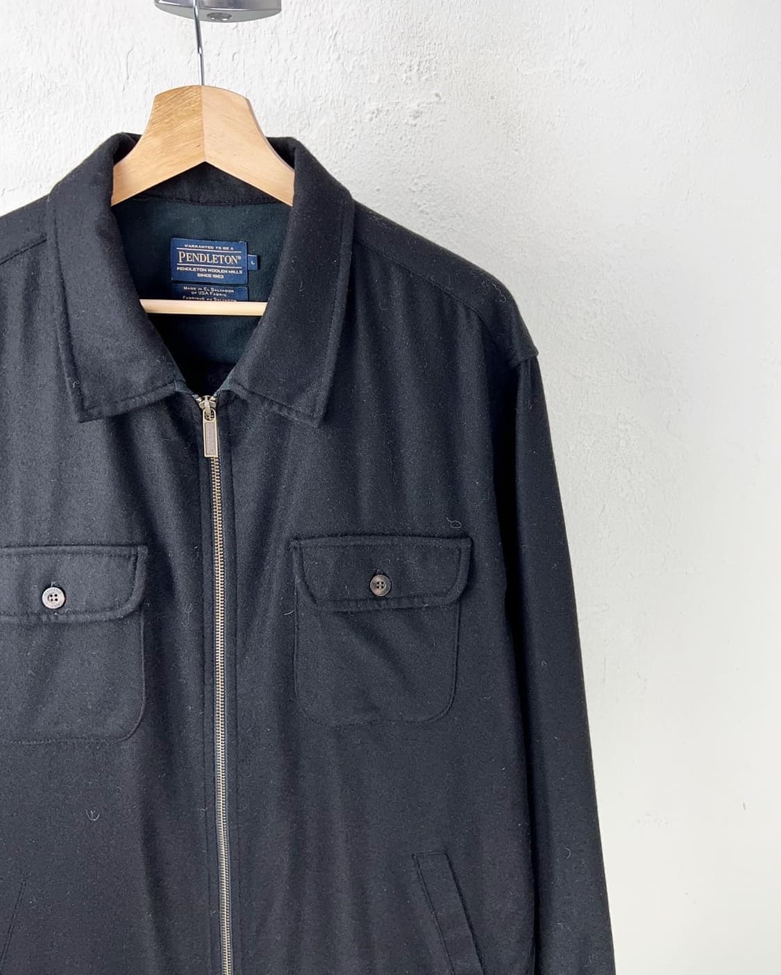 팬들턴 블랙 울 혼방 포켓 집업 자켓 상품이미지2