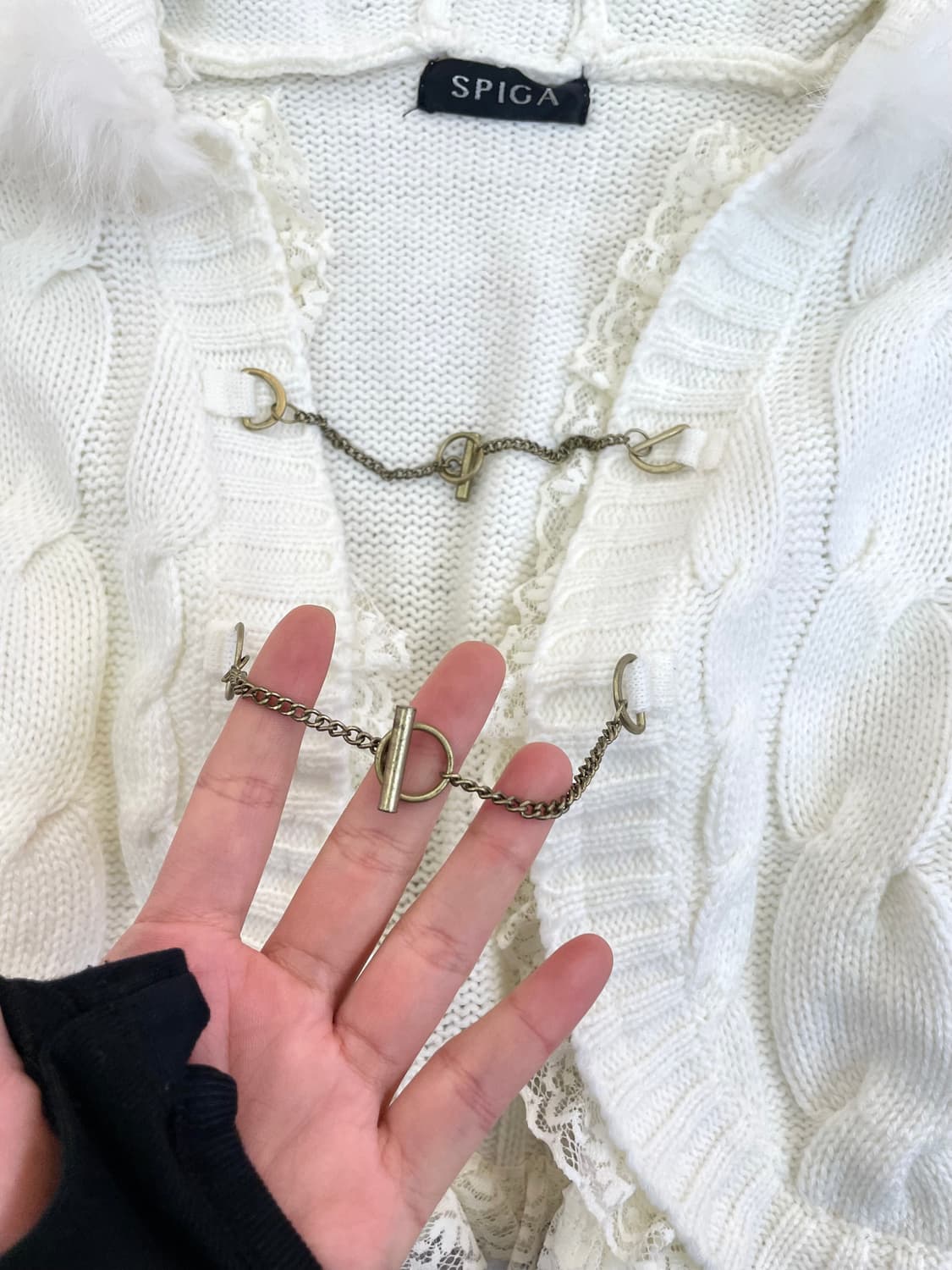 퍼후드 버클 레이스 가디건 상품이미지4