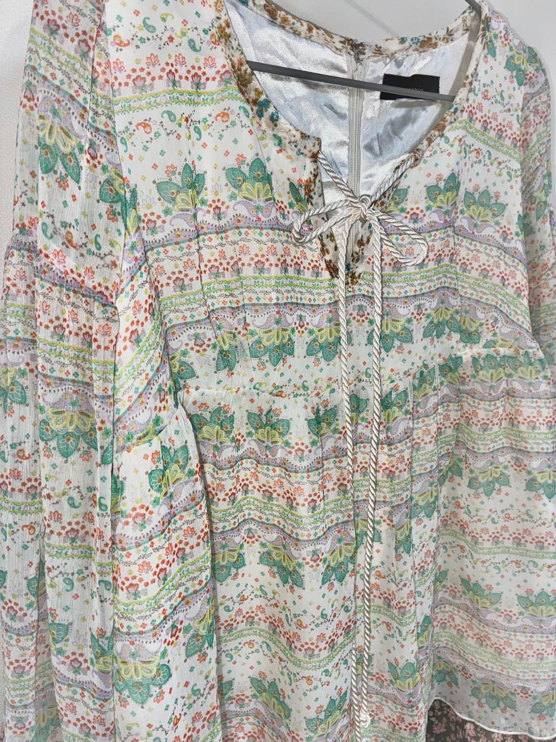 일본 빈티지 xaja 보헤미안 모리룩 에스닉 패턴 블라우스 원피스 상품이미지3